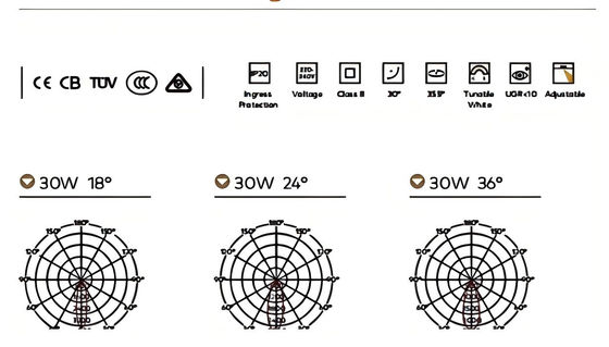 3.5 นิ้ว LED ดาวน์ไลท์ Ultra Thin 3000K Warm White Recessed Ceiling Lights สําหรับโรงแรม Airpot โรงเรียน 15W 2000LM